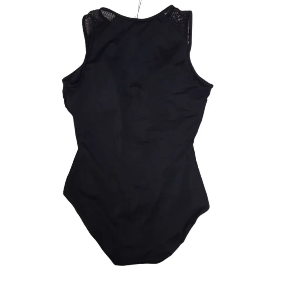 NEW Hermoza‎ black mesh panel Katherine zip front one piece swimsuit 4